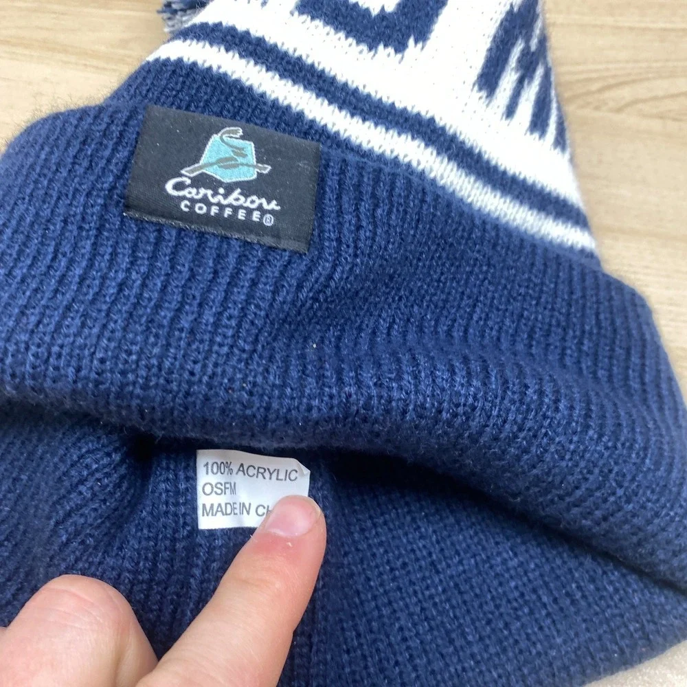Minnesota Twins Hat Cap‎ Beanie Blue White MLB Baseball Pom Caribou Coffee